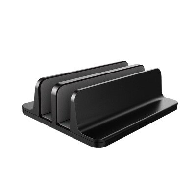 Vertical Laptop Tablet Stand for Macbook Air Pro 13 15 Desktop Aluminum Double Desktop Stand with Adjustable Dock for Chromebook: Black