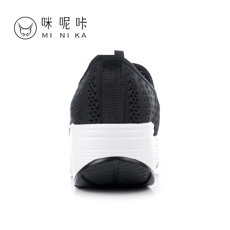 Women's Toning Shoes - Slip-On Fitness Sneakers - Air Cushion Body Shaping - Black/White/Gray