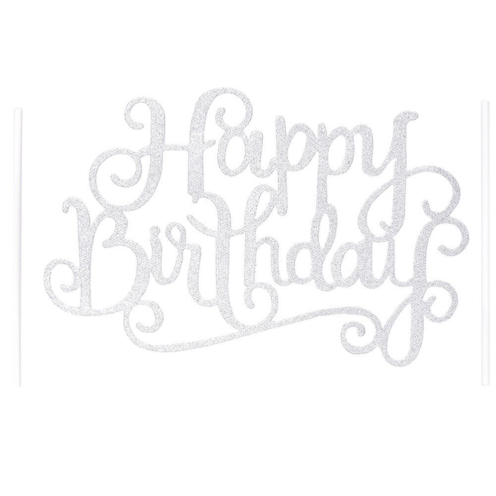 Roze gouden happy birthday taarttopper van acryl met gouden en zilveren letters, decoratie voor een jongensverjaardagsfeestje of bruiloft.
