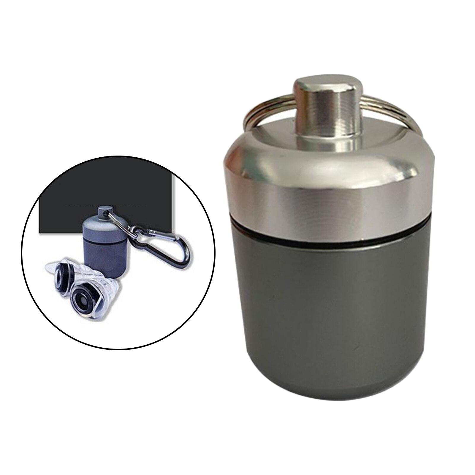 Waterproof Aluminum Pill Box Case Container Keychain Pill Carrier Metal Pill Container Mini Pill Box Organizer: Gray Silver