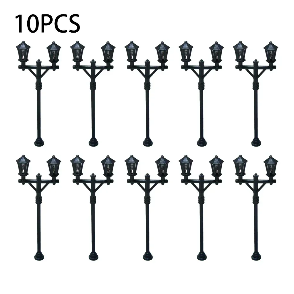 10pcs Model Railroad Train OO/HO Scale Lamp Posts Led Street Light Lamp Artificial Miniature Decoration Building Landscape: DARK GRAY