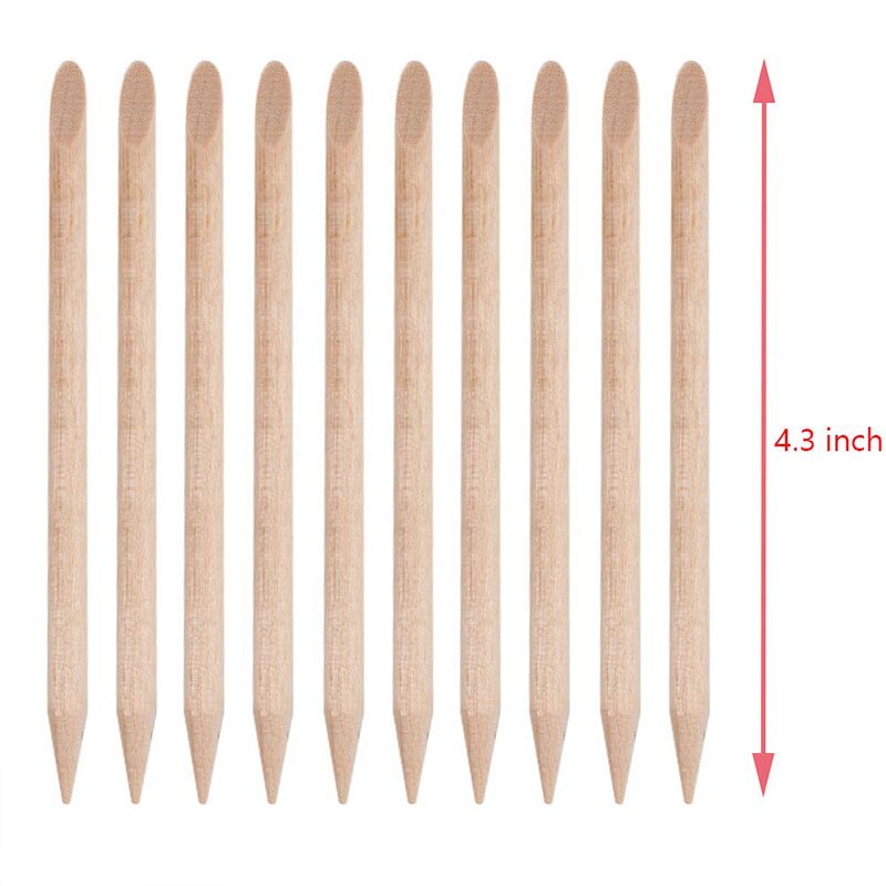 100 Stuks Oranje Houten Nail Sticks Dubbelzijdig Multi Functionele Cuticle Pusher Remover Pedicure Gereedschap Mini Skater Hiaisb