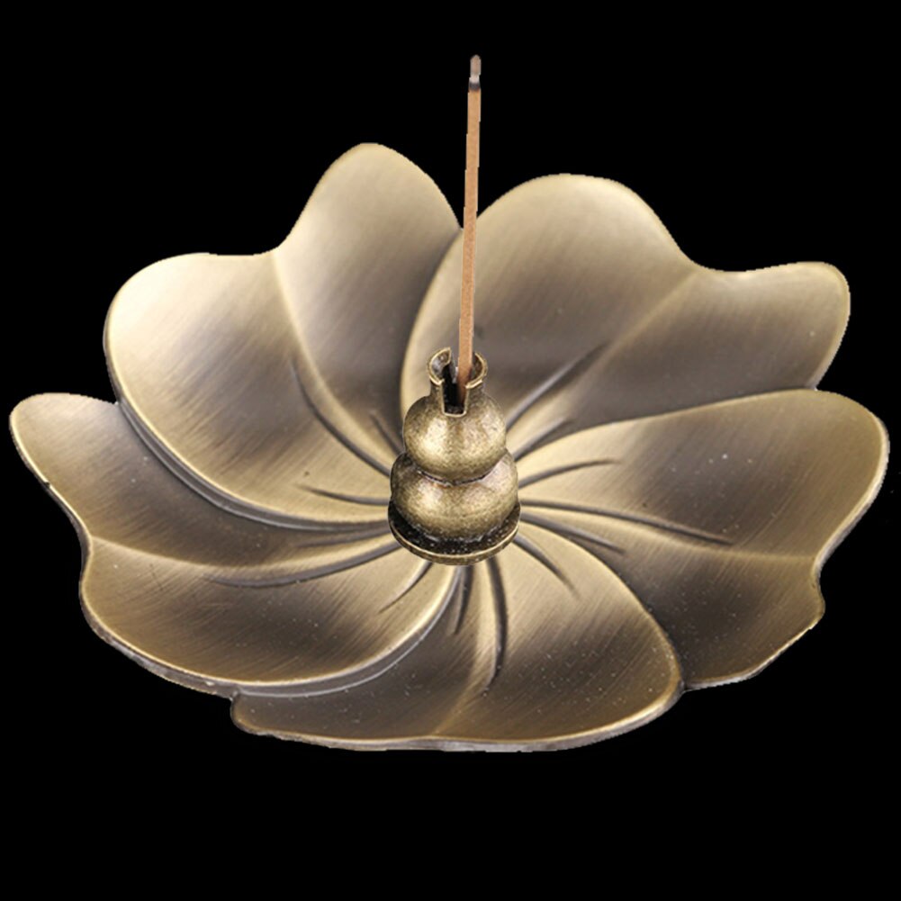 Palo quemador aleación horno Catcher placa Metal hogar Vintage aromaterapia Perfume incienso soporte fragancia forma de flor