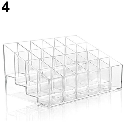 Akryl makeup organizer 4 lager 24 galler läppstift glans kosmetisk förvaring display stativ hållare rack organizer smyckesställ: Transparent