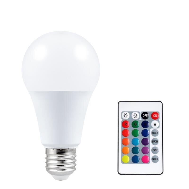Intelligent remote control bulb light 16 color colorful LED bulb plastic bag aluminum wide pressure RGBW bulb light: RGB while 10W