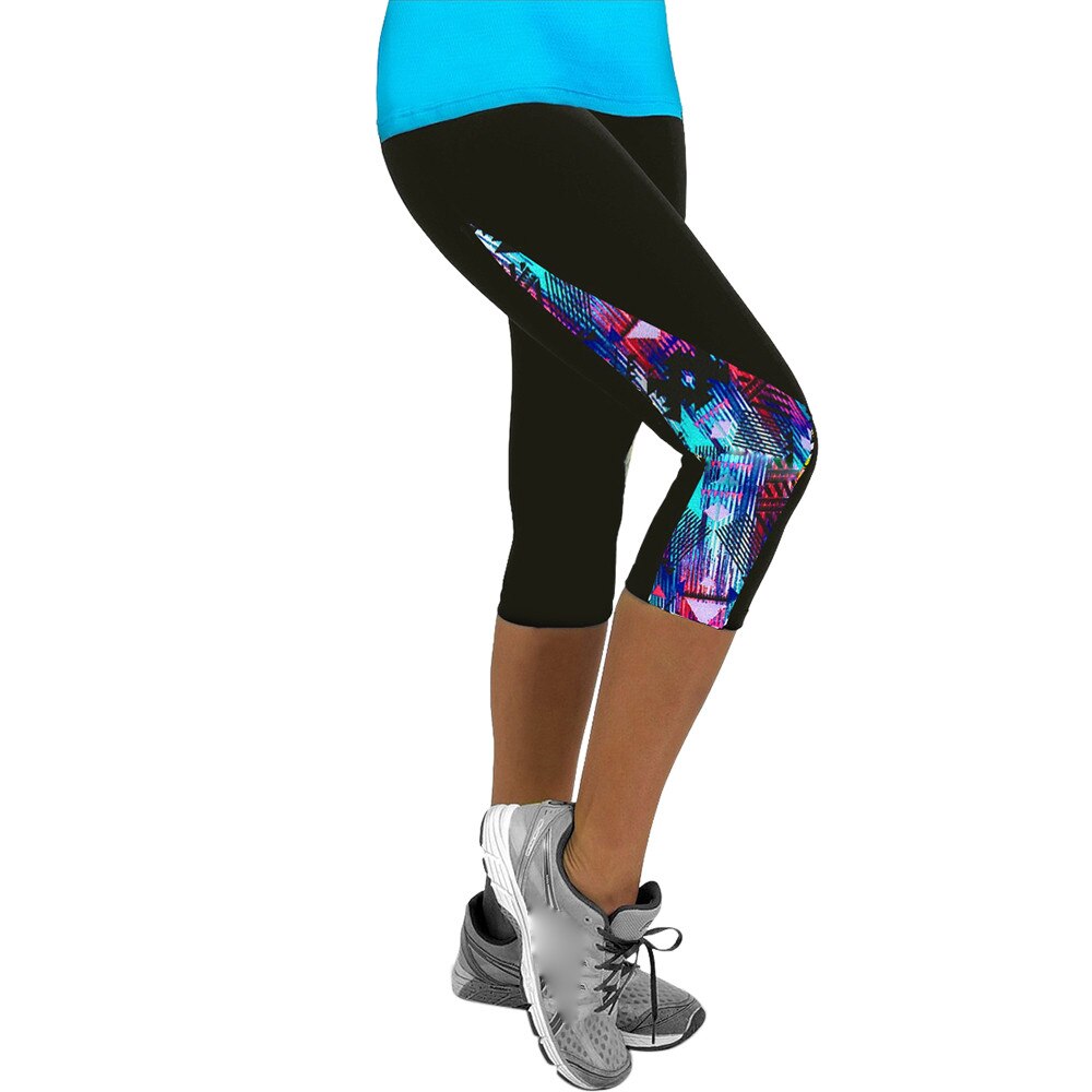 25 # Vrouwen Dames Bloemen Buik Controle Training Running Sport Yoga Fitness Leggings Gym 3/4 Slim Workout Fitness Cropped Broek: Xl
