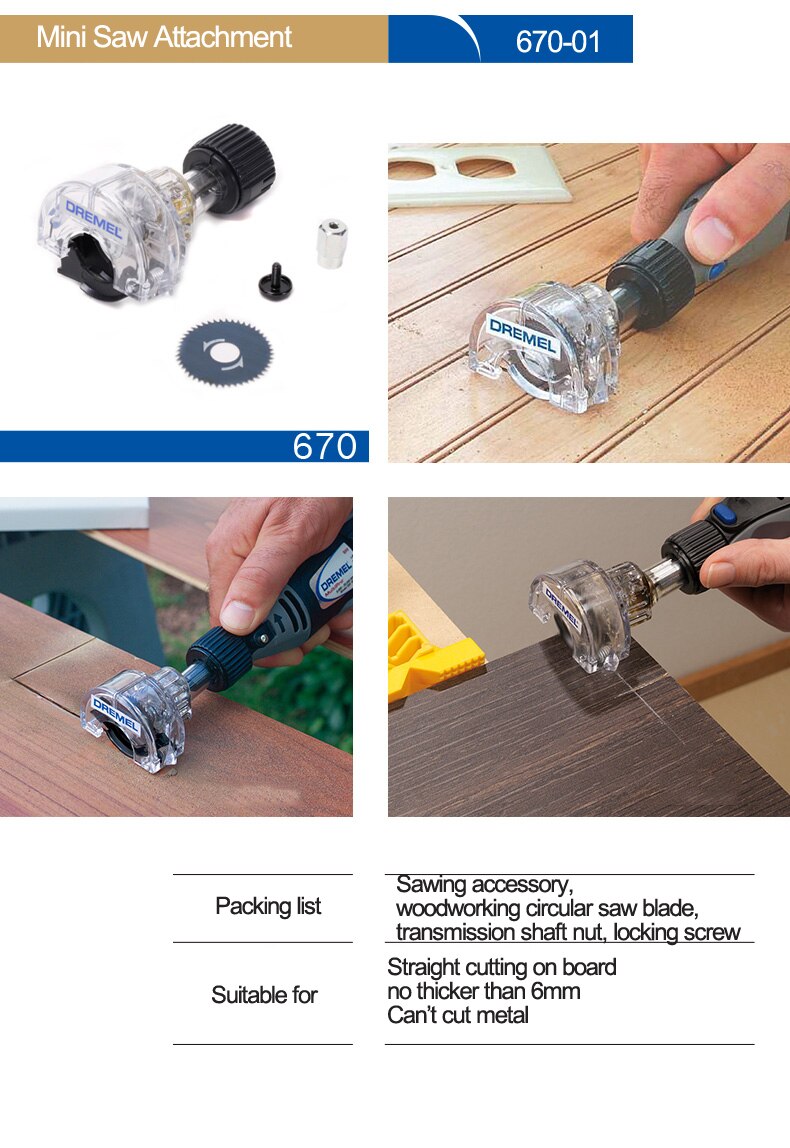 Dremel 670 Mini Saw Attachment Cirkelzaag Met 6.4 Mm Zaagdiepte Voor Dremel 3000/4000/8220 Roterende Multi Tool