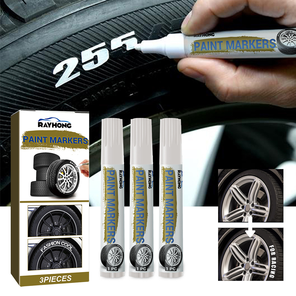 3 stücke Weiß Wasserdicht Autos Rad Reifen Öligen markieren Stift Auto Gummi Reifen Lackstift CD Metall dauerhaft Mangel Marker Graffiti berühren hoch