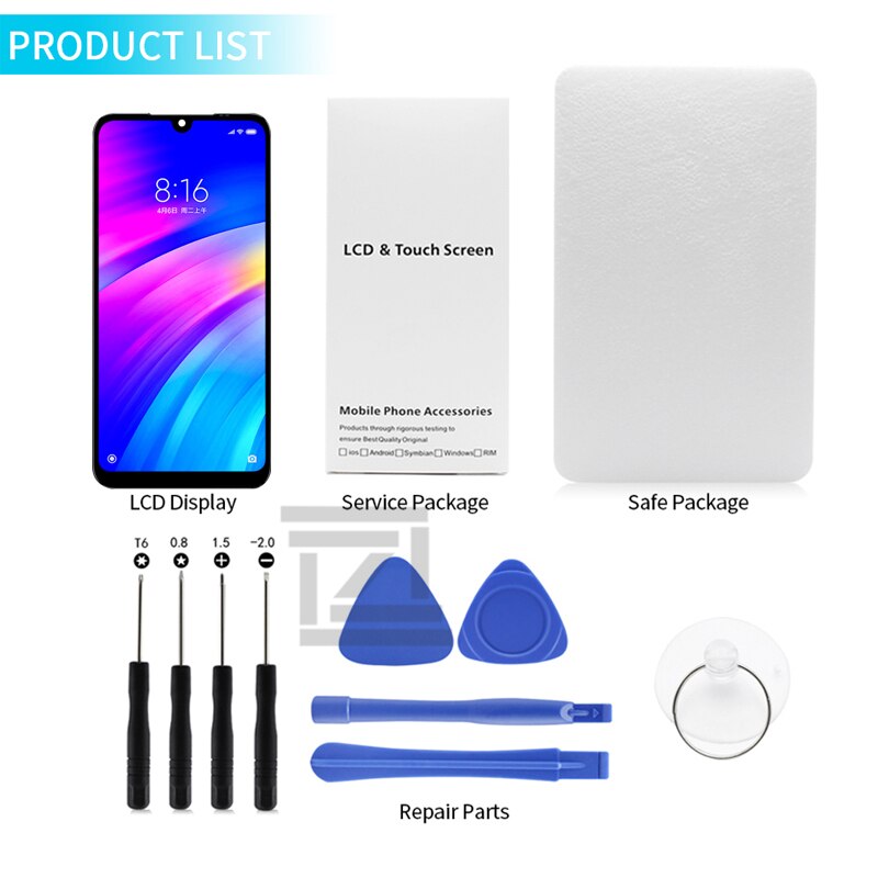 Ensemble écran tactile LCD de remplacement, 6.26 pouces, avec châssis, pour xiaomi Redmi 7