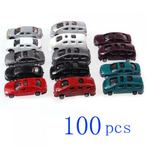 100 Pcs Plastic Geschilderd Miniatuur Model Auto Schaal Z 1:200 Trein Straat Road Gebouwen Parking Diorama Landschap Landschap