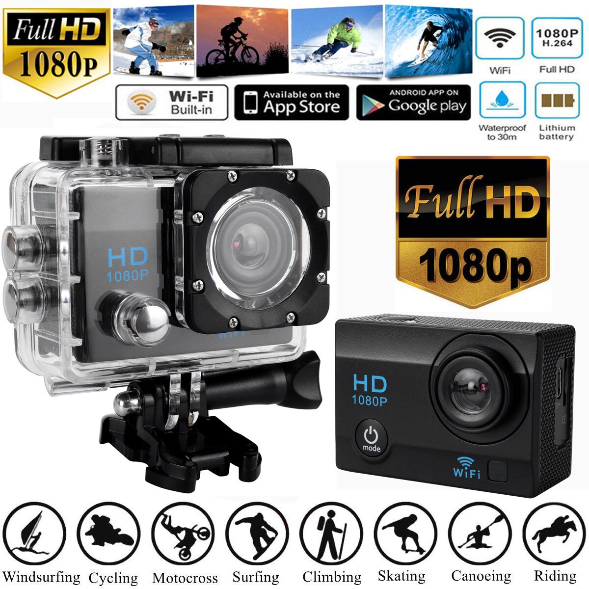 HIPERDEAL Professionele Full HD 1080 P Sport Waterdichte DVR 2.0 Inch Camera WiFi DV Action Camcorder Actie Digitale Camera BAY24