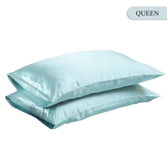Queen/king zijden satijnen kussensloop beddengoed kussensloop glad huis wit zwart grijs hemelsblauw roze zilver: Uk queen hemelsblauw