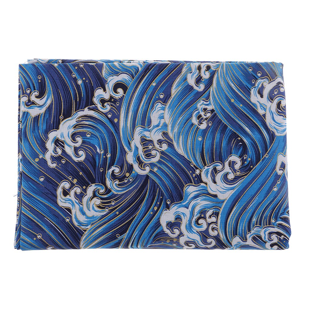 Tissu en coton au mètre impression vague de mer bricolage maison déco sac de noël