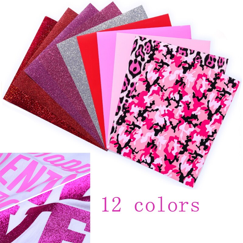 25x30.5cm Glitter Heat Transfer Vinyl Bundle Paper Iron On Vinyl Heat Press Vinyl Sheets for DIY T-Shirt Clothes Textile Craft