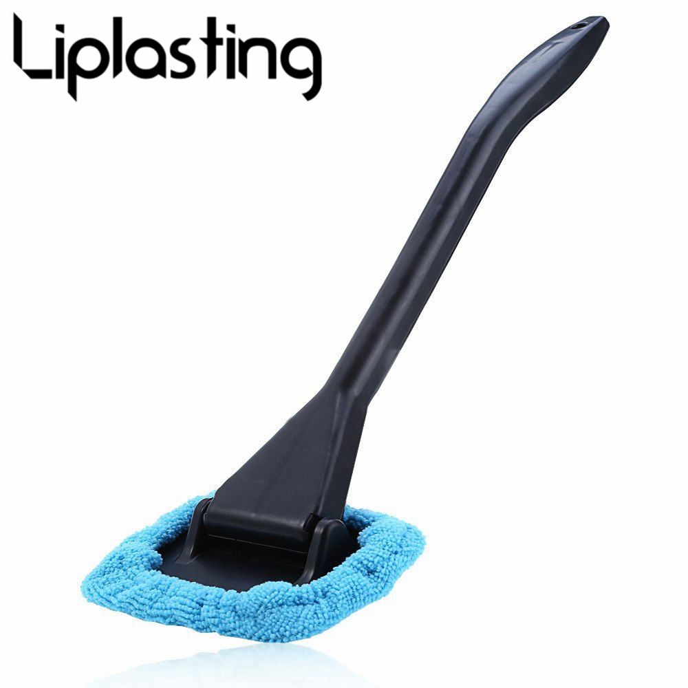 1pc ljusblå bilfönsterborste glasrengörare torkskrapa borst rengöringsverktyg med ren trasa pad microfiber duster