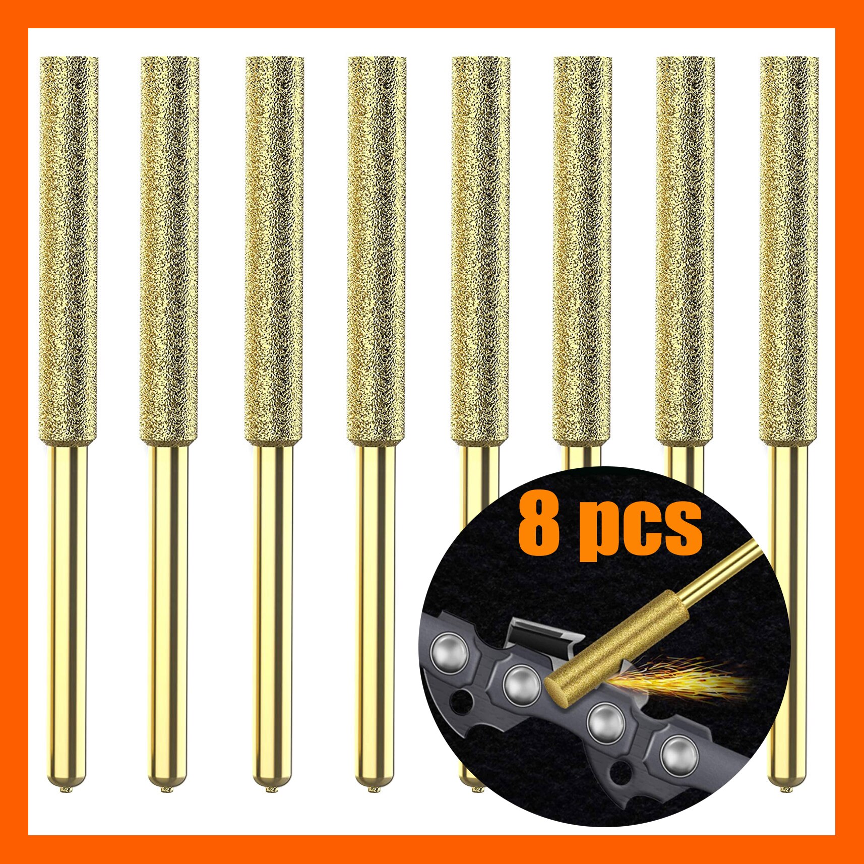 8Pcs Kettingzaag Bits Titanium Plated Diamant Slijper Hoge Hardheid Elektrische Kettingzaag Bestand