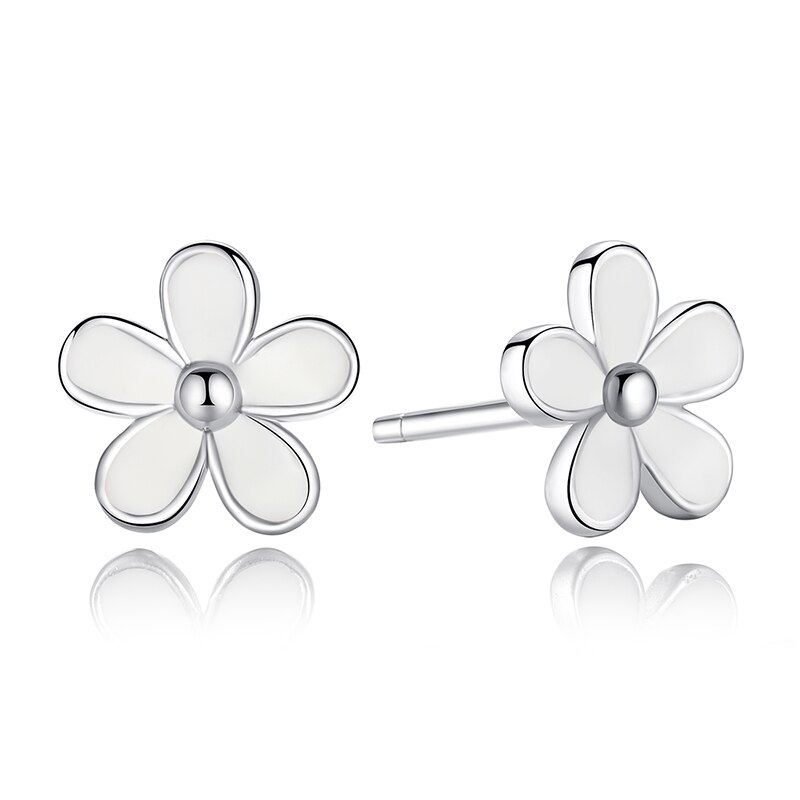 WOSTU 100% 925 Sterling Silver Lucky Forever Circular Stud Earrings For Women Authentic Original Jewelry: Brown