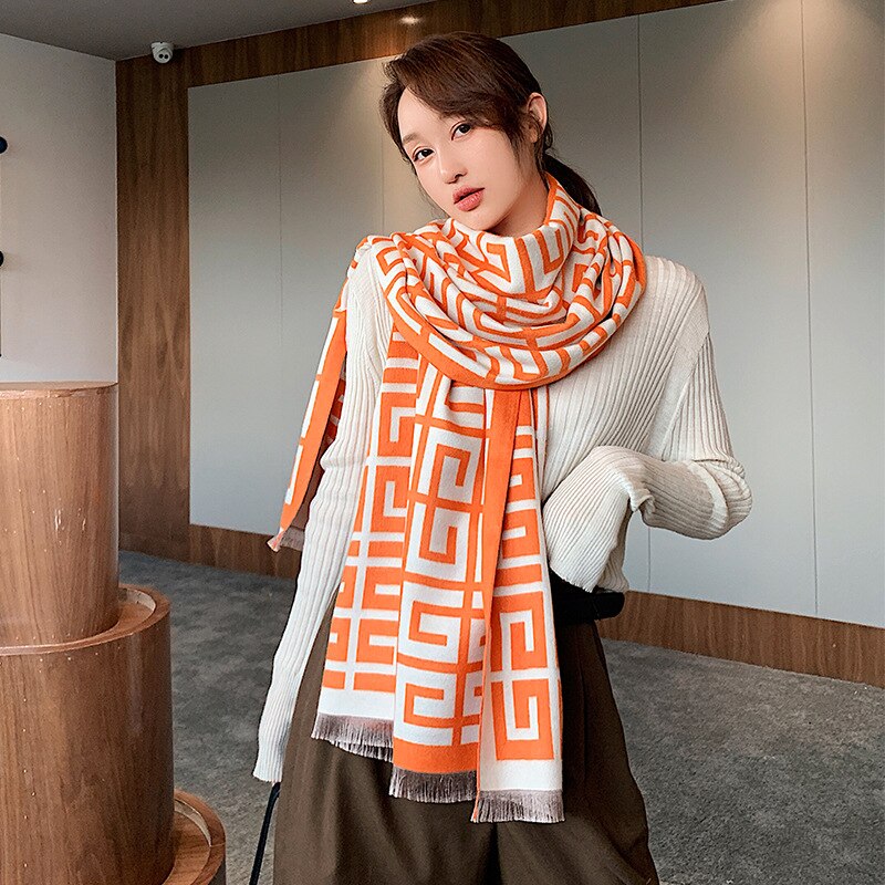 Efterår og vinter 2020 nye koreanske fortykket termisk lang sjal efterligning kashmir dobbelt formål kvinders tørklæde kvast tæppe tørklæde