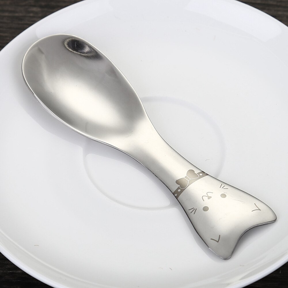 Leuke Mini 304 Roestvrij Staal Cartoon Kat Vorm Ijs Salade Koffie Lepel Vork Kinderen Kids Bestek Set Servies Servies: 1