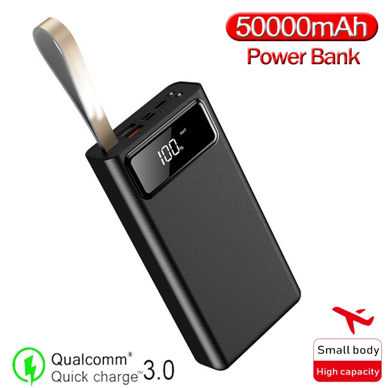 Power Bank 50000 mAh Portable Phone Charger LED Lighting Outdoor Travel Powerbank LCD Digital Display for Samsung Xiaomi IPhone