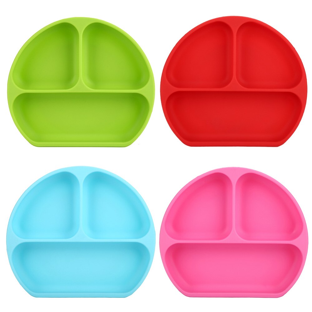 Baby Feeding Bowl Dishes Silicone Plate With Suction Cup Strong Sticky Divided Silicone Food Plate Children's Section