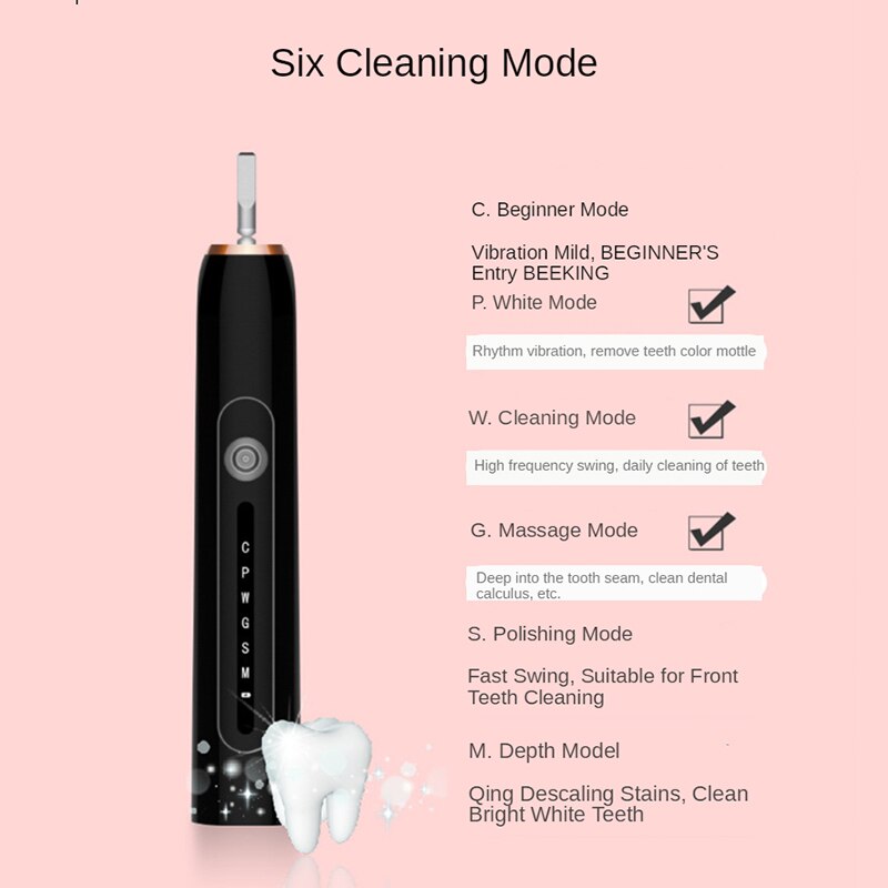 Sonic Toothbrush Smart Electric Tooth Brush Ultrasonic Automatic Toothbrush USB Fast Recharge IPX7 Waterproof for Adult X-7