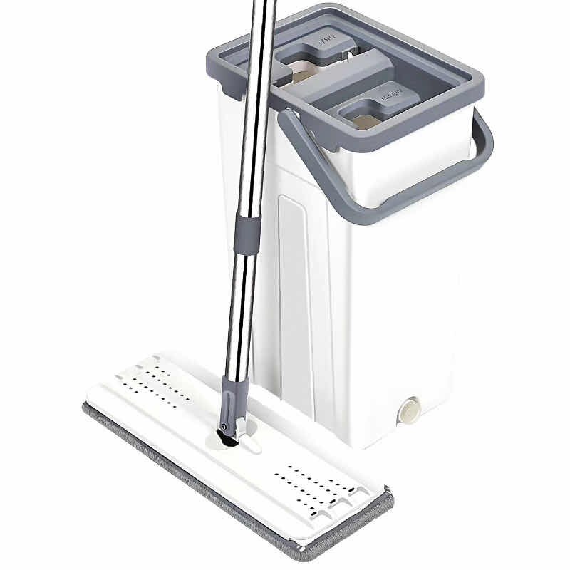 Flat Squeeze Mop and Bucket Hand-Free Wringing Floor Cleaning Mop Wet Dry Usage Magic Automatic Spin Self Cleaning Lazy Mop: Type B