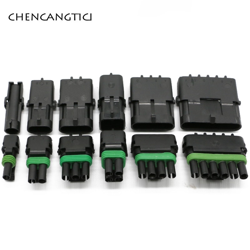 1 set pc 1 2 3 4 6 pin way Delphi GM Automotive Female Male Weather Pack Electrical connector Plug Automobile Connectors