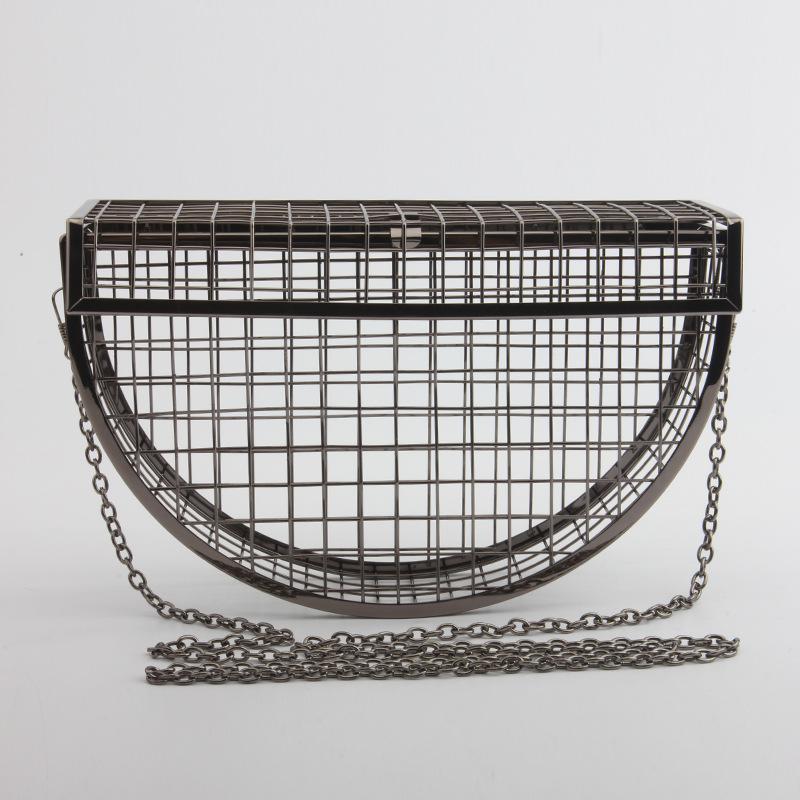 Hollow Metal Cages Women Party Clutch Evening Shoulder Bag Ladies Handbag Messenger Bags Purse Unique: black