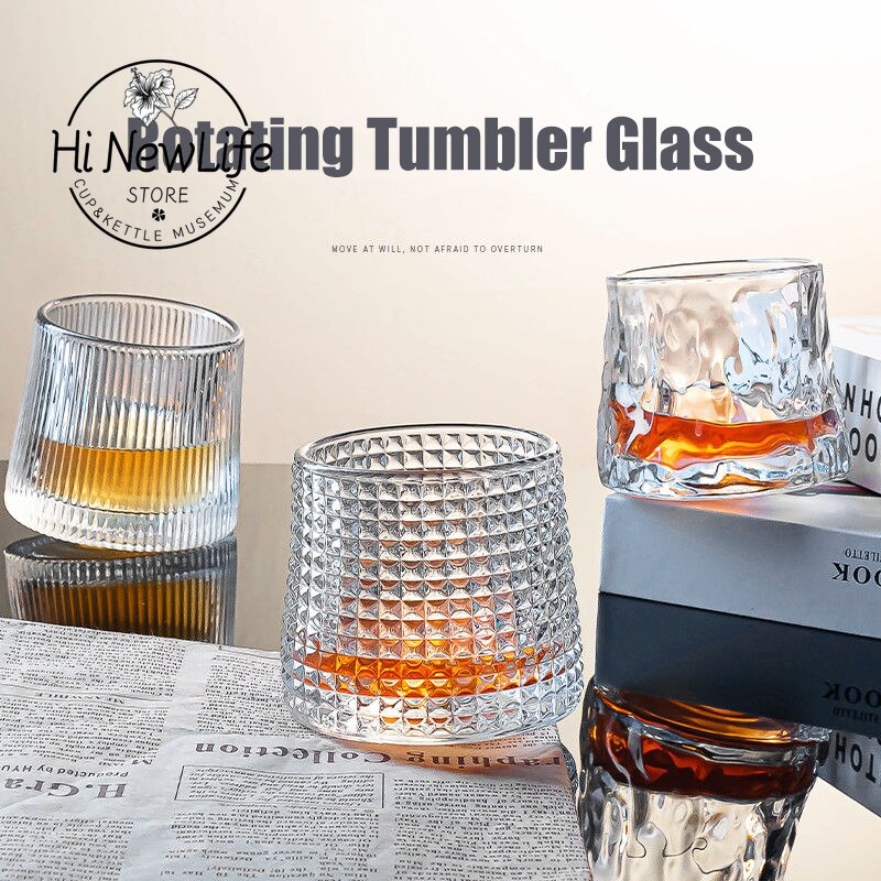 Vaso giratorio para hombre, vaso de vidrio para whisky, vaso para cóctel, giroscopio, copa de vino, para Bar