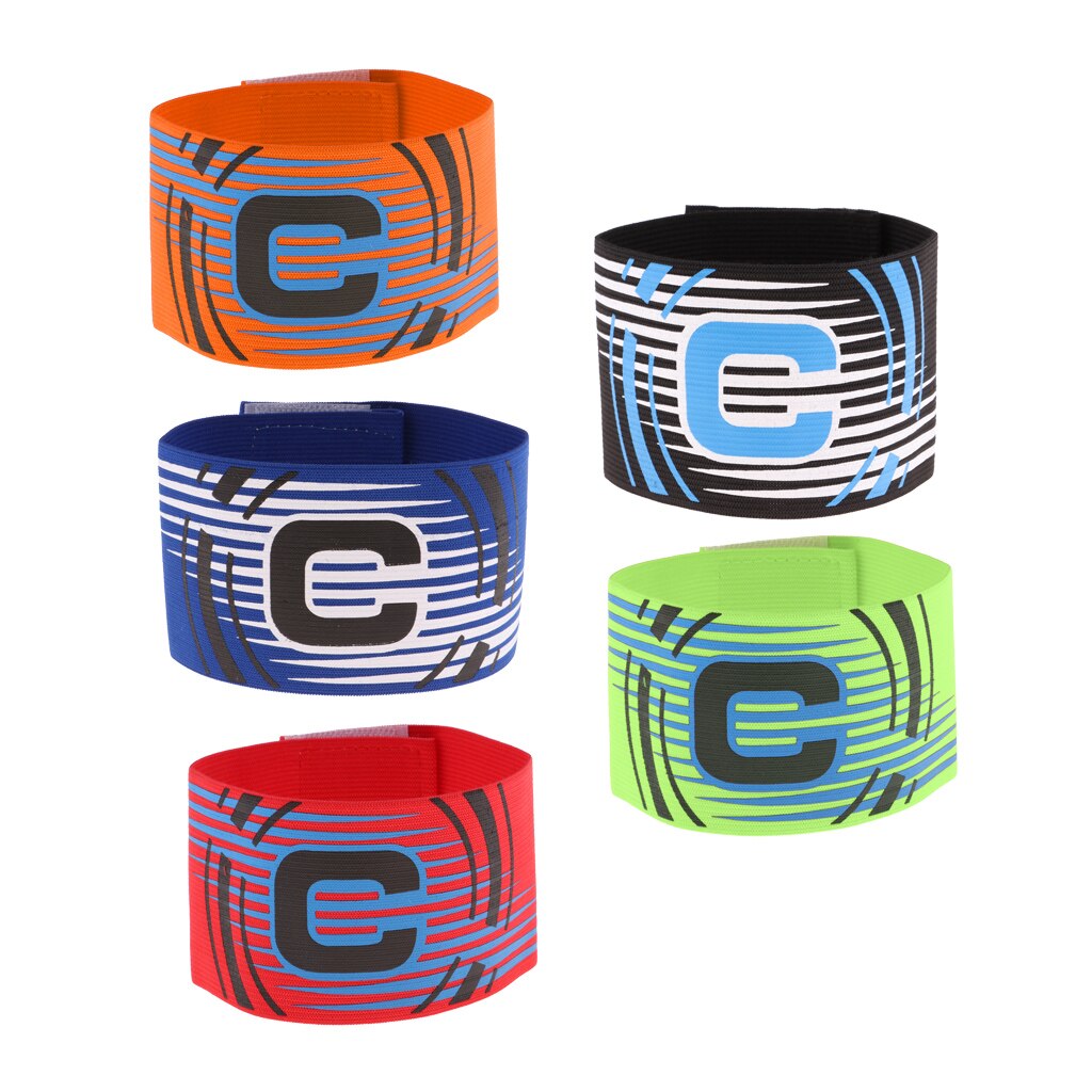 5 Pieces Captain Armband Football Soccer Sports Adjustable Arm Bands