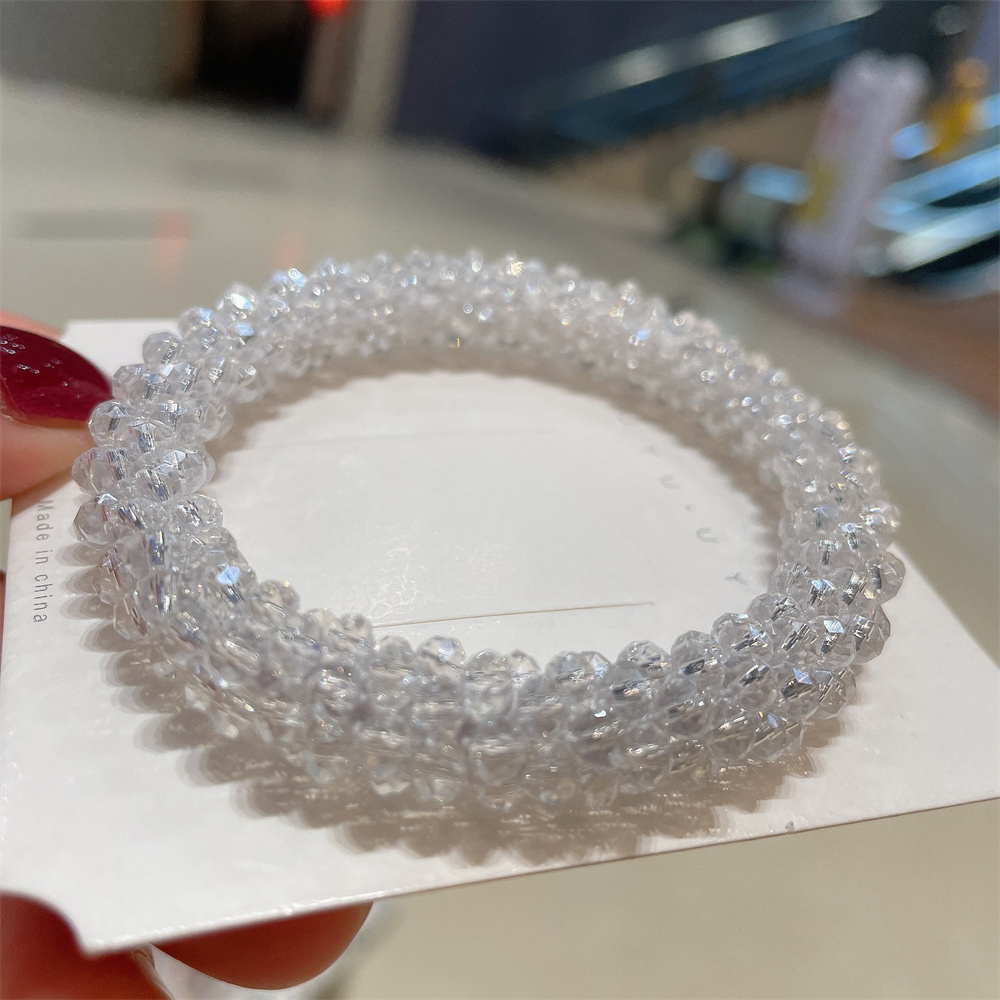 Pulseras y brazaletes elásticos bohemios para mujer, pulseras de cuentas de cristal bohemias elásticas Vintage para mujer, joyería de: Blanco