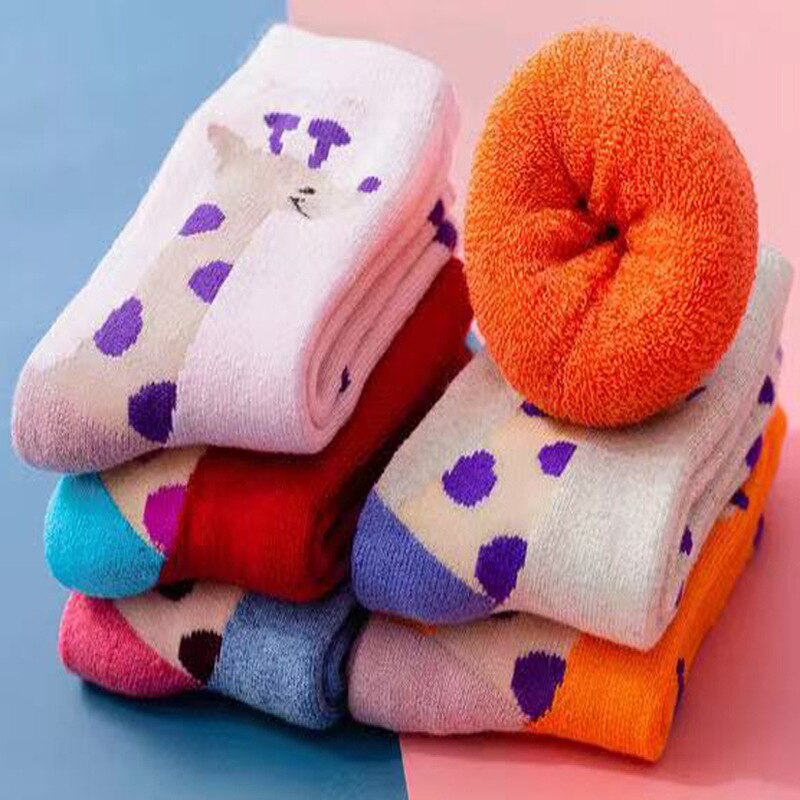 Calcetines gruesos de algodón para bebés y niños de 1 a 12 años, medias térmicas suaves y cálidas, 5 par/lote: Deer / 4 to 8 year