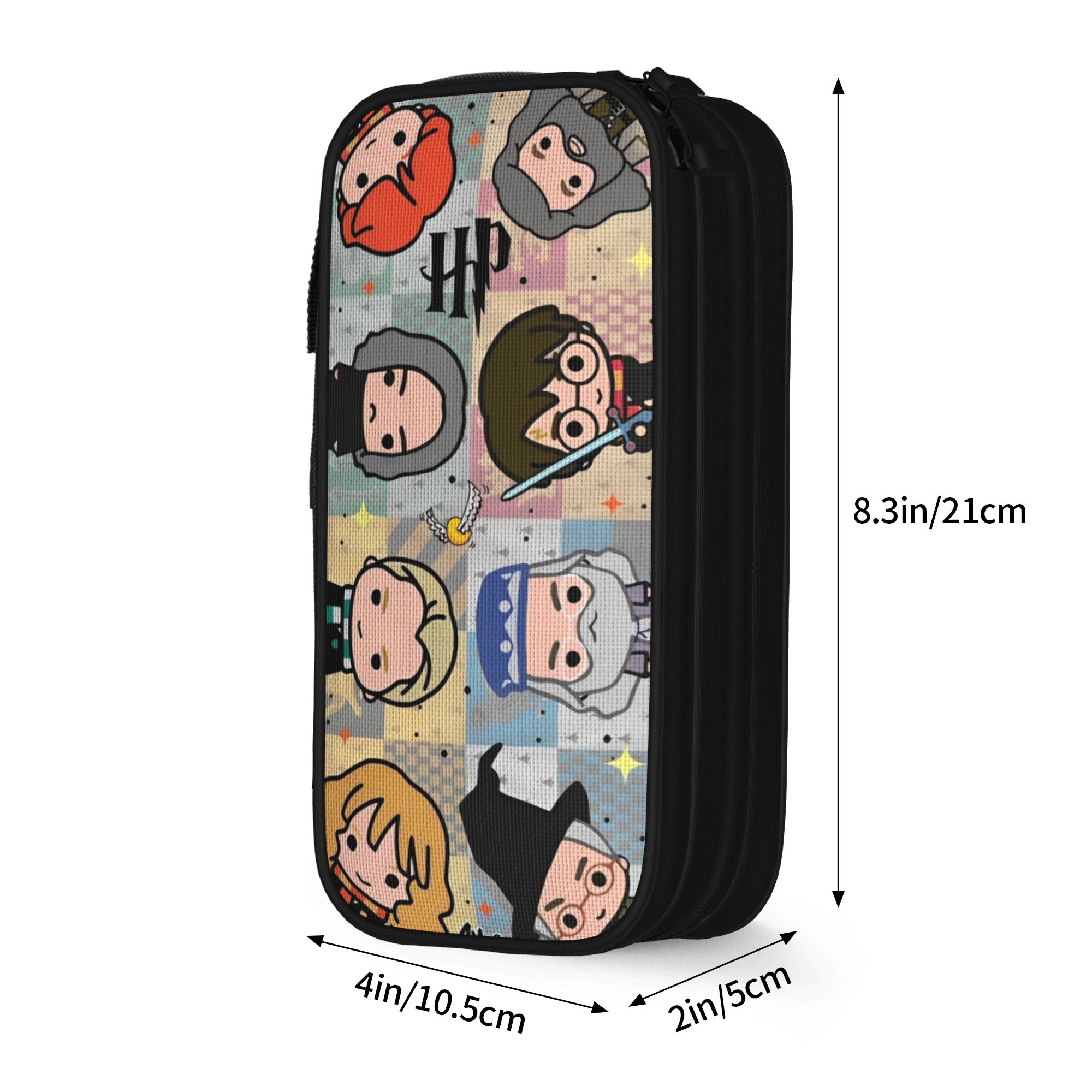 H-HP-P Harry Potter etui dubbele laag grote capaciteit schoolaccessoires pennenkoker: Oranje