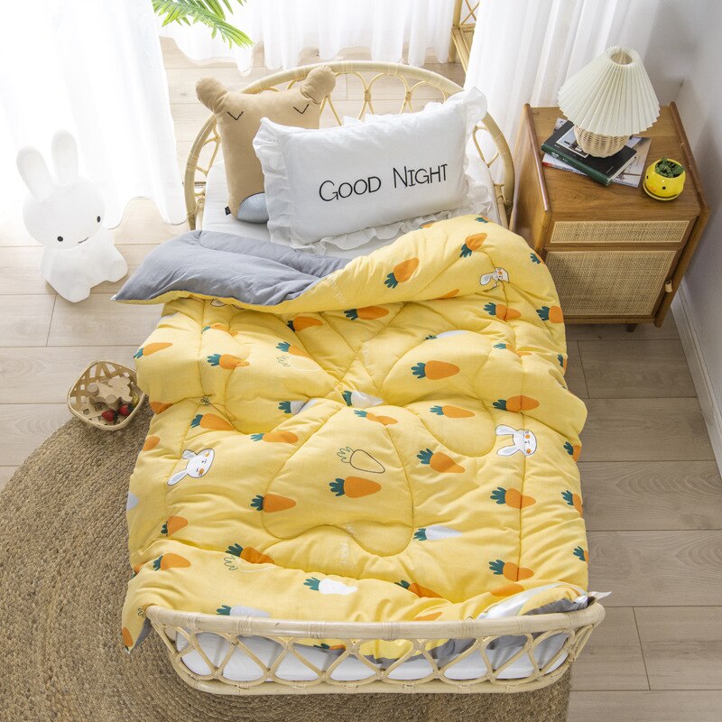 Baby Bed Quilt 120*150cm Toddler Bedding Sleeping Comfy Warm Blanket Kindergarten Boys Girl Cotton Blanket With Padding Core: yellor carrot