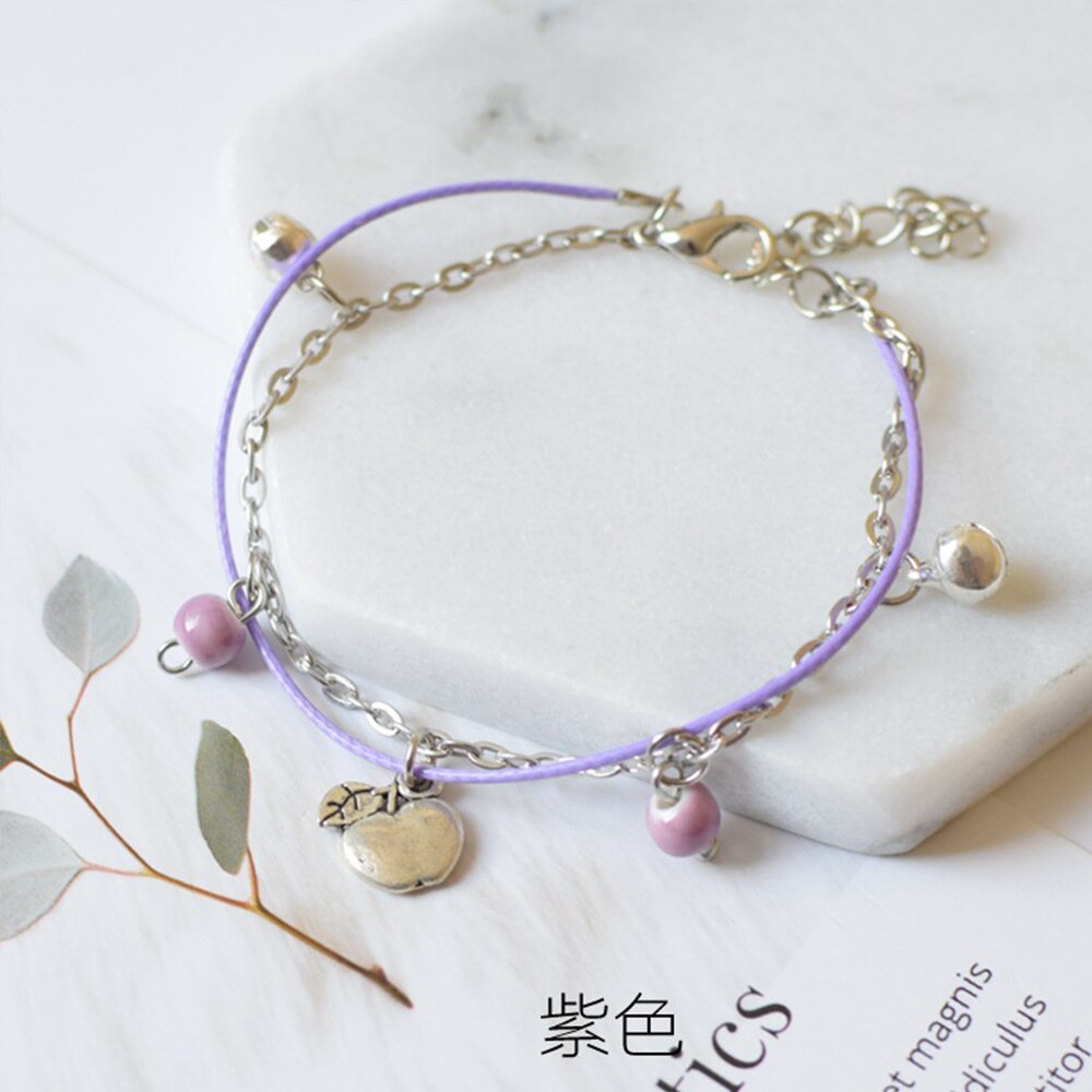 Flerlags koreansk klokke nylon reb porcelæn perle armbånd søde smykker tilbehør til studerende og teenagere til kvinder