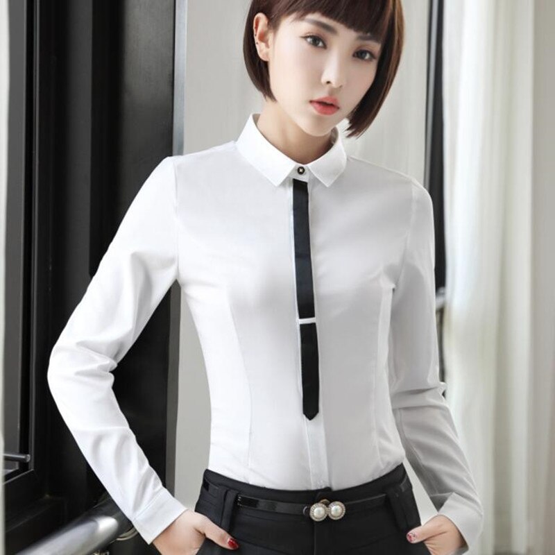 Kleren Ol Vrouwen Lange Mouw Herfst Slanke Patchwork Chiffon Blouse Kantoor Dames Plus Size Formele Tops