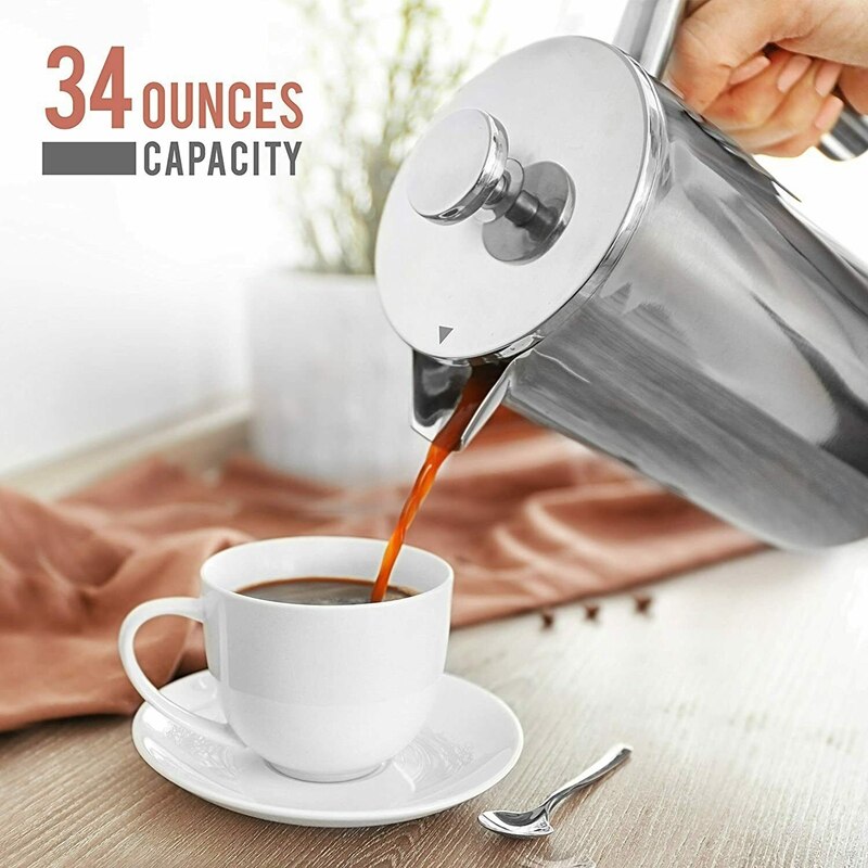 800Ml French Press Coffee Maker Double Insulated Stainless Steel French Coffee Dripper Teapot