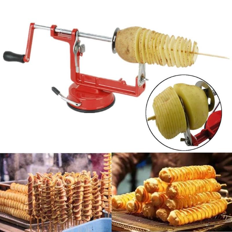Twisted Potato Spiral Slicer Cutter Stainless Steel Potato Manual Cutter Spiral Chips Cutting Machine French Fry Vegetable Cut
