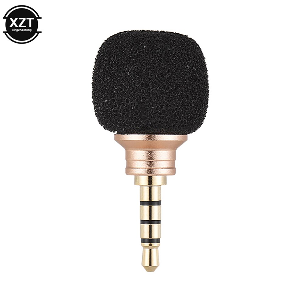 3.5mm jack mini mikrofon bærbar lille 3.5 jack mikrofon optager til bærbar smartphone smartphone android telefon metal mikrofon 4 polet pin: Guld