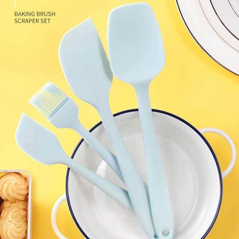 Espátula de silicona para juego de utensilios de cocina, 4 espátulas flexibles resistentes al calor para cocinar y hornear
