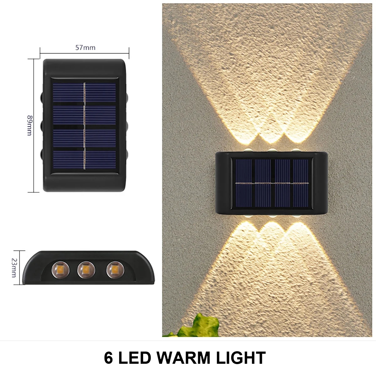 Lámpara Solar de pared para exteriores, luz alimentada por energía Solar impermeable hacia arriba y hacia abajo, ilumina el hogar, jardín, porche, decoración de patio, luz Solar exterior