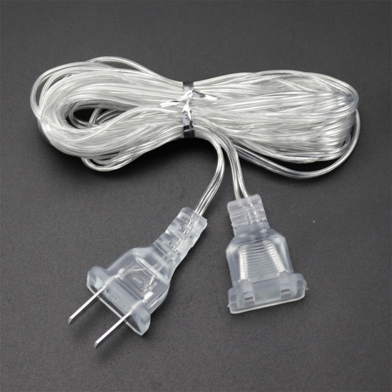 Cable extensor de 3/5M, enchufe UE/EE. UU. para Navidad, iluminación para de boda, cadena de luces LED para vacaciones, cable de extensión de luz para cortina