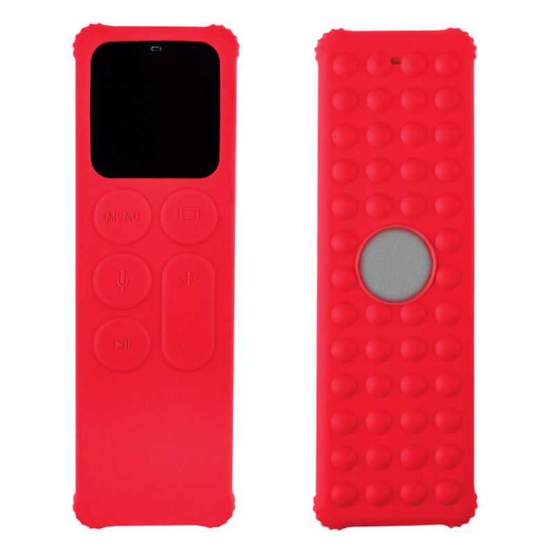 Tv fjernbetjening blødt silikone beskyttelsescover sleeve cover skin til apple  tv 4 4th remote case: Rød