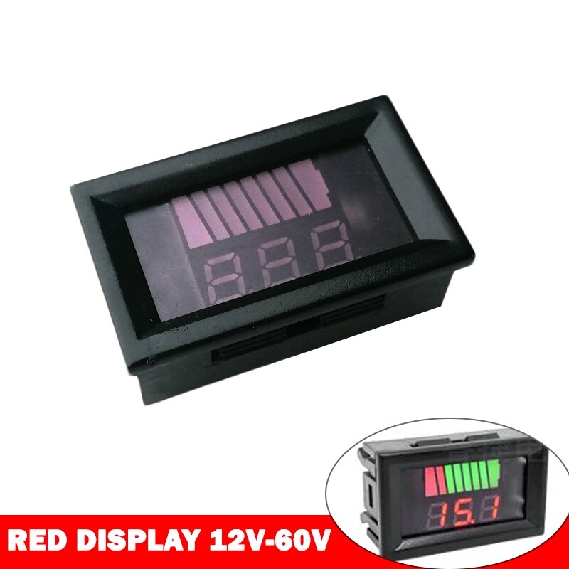 Blysyre digitalt batterikapacitet indikator opladningstester voltmeter panelmåler monitor spændingsmåling  dc 12v-84v: 12v-60v røde