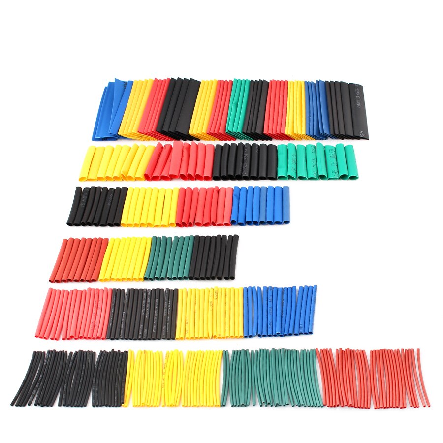 Kit 328 Pièces Gaines Thermorétractables 2:1 Polyoléfine - 8 Tailles, 5 Couleurs | Pour électricité, électronique