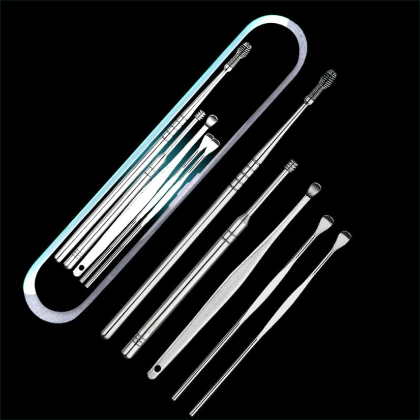 Dig ear spoon 5Pcs / 1Set Stainless Steel Ear Tapping Ear Clean Earwax Skimmed Ear Selection dig ear spoon