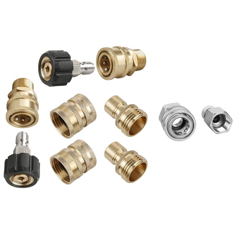 -8x Pressure Washer Adapter Set,Quick Disconnect Kit & 1set Stainless Steel Pressure Washer Adapter Set