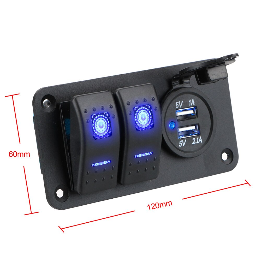 Bryterpanel bil marine vippebryter 12 ~ 24v kretsstyring vanntett digitalt voltmeter dobbel usb -portuttakskombinasjon