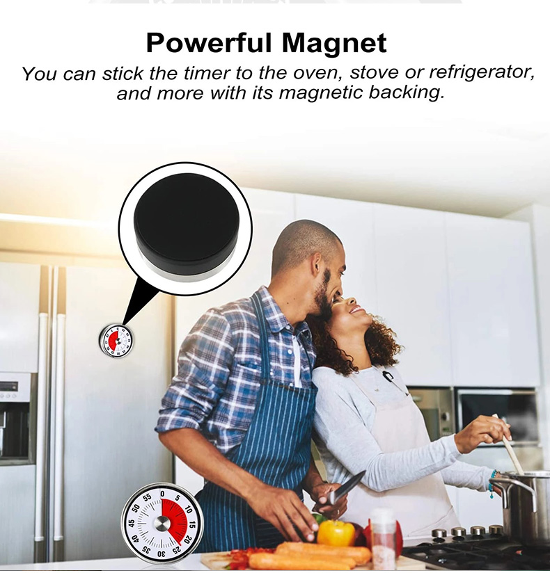 Kitchen Timers Visual Mechanical Kitchen Timer 60-Minutes Alarm Cooking Timer with Loud Alarm Magnetic Clock Timer